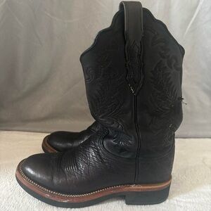 Lucchese 2000 Woman’s Black Leather Cowboy Boots